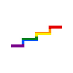 Stair up sign. Rainbow gay LGBT rights colored Icon at white Background. Illustration.