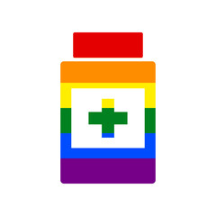 Medical container sign. Rainbow gay LGBT rights colored Icon at white Background. Illustration.