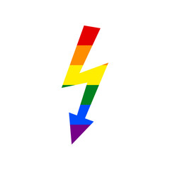 High voltage danger sign. Rainbow gay LGBT rights colored Icon at white Background. Illustration.