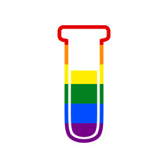 Medical Tube icon. Laboratory glass sign. Rainbow gay LGBT rights colored Icon at white Background. Illustration.