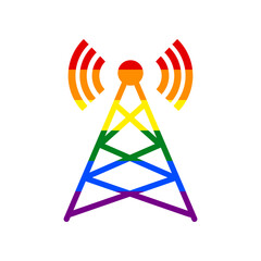 Antenna sign illustration. Rainbow gay LGBT rights colored Icon at white Background. Illustration.
