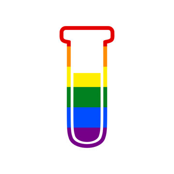 Medical Tube icon. Laboratory glass sign. Rainbow gay LGBT rights colored Icon at white Background. Illustration.