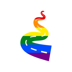 Road simple sign. Rainbow gay LGBT rights colored Icon at white Background. Illustration.