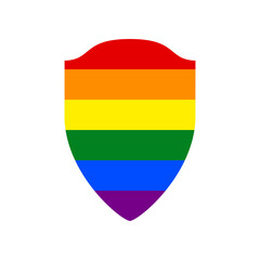 Shield sign illustration. Rainbow gay LGBT rights colored Icon at white Background. Illustration.