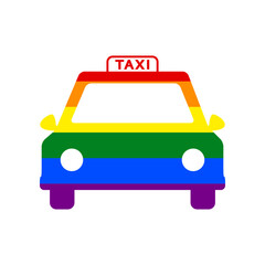 Taxi sign illustration. Rainbow gay LGBT rights colored Icon at white Background. Illustration.