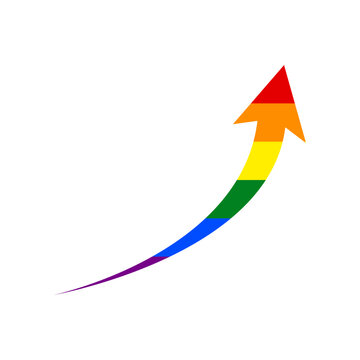 Growing arrow sign. Rainbow gay LGBT rights colored Icon at white Background. Illustration.