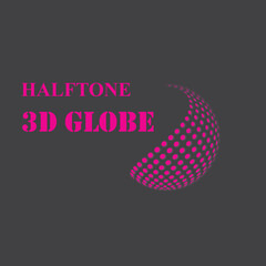 Halftone 3D Globe. Adobe illustrator. Logo Design. Logo stylized spherical surface with abstract shapes. This logo is suitable for global companies, world technologies, media, and publicity agencies.
