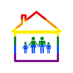 Family sign illustration. Rainbow gay LGBT rights colored Icon at white Background. Illustration.