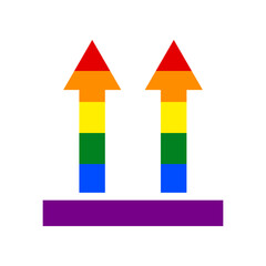 Logistic sign of arrows. Rainbow gay LGBT rights colored Icon at white Background. Illustration.