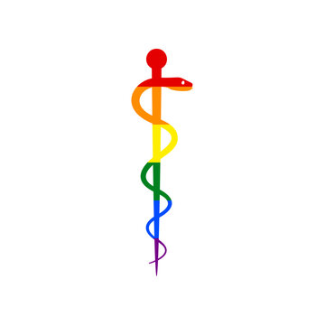 Symbol of the Medicine. Rainbow gay LGBT rights colored Icon at white Background. Illustration.
