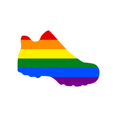Obraz premium Boot sign. Rainbow gay LGBT rights colored Icon at white Background. Illustration.