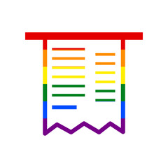 Paying bills concept. Rainbow gay LGBT rights colored Icon at white Background. Illustration.