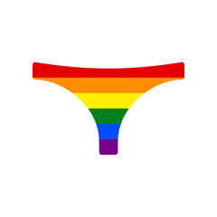 Women's panties sign. Rainbow gay LGBT rights colored Icon at white Background. Illustration.