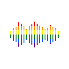 Sound waves icon. Rainbow gay LGBT rights colored Icon at white Background. Illustration.