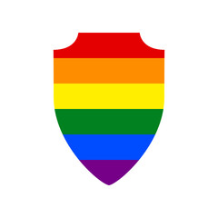 Shield sign illustration. Rainbow gay LGBT rights colored Icon at white Background. Illustration.