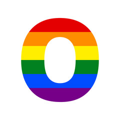 Letter O sign design template element. Rainbow gay LGBT rights colored Icon at white Background. Illustration.