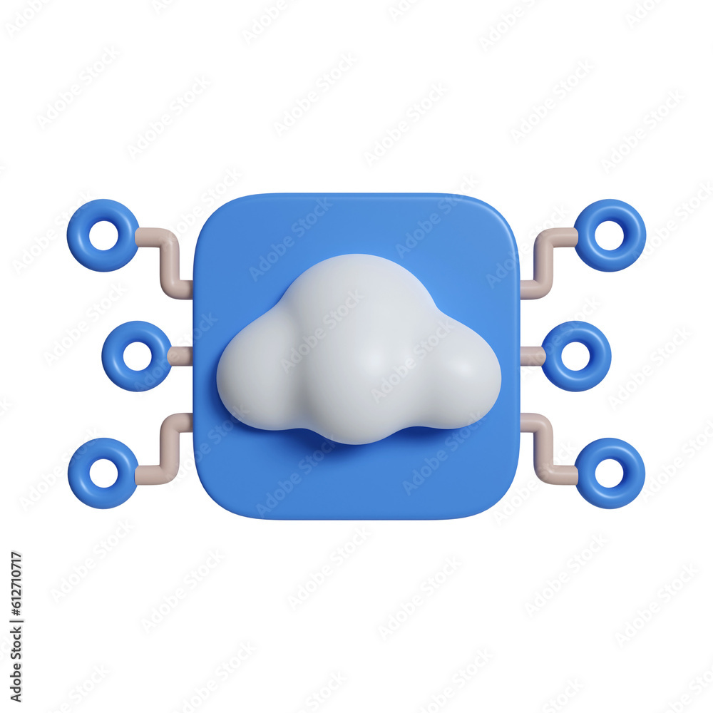 Poster 3d connect to cloud computing concept. icon isolated on white background. 3d rendering illustration.