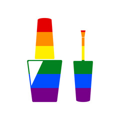 Nail polish sign. Rainbow gay LGBT rights colored Icon at white Background. Illustration.