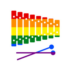 Xylophone sign. Rainbow gay LGBT rights colored Icon at white Background. Illustration.