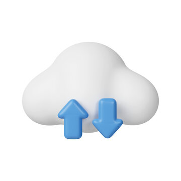 3d Cloud storage icon. Technology security. Cloud computing. icon isolated on white background. 3d rendering illustration. Clipping path.