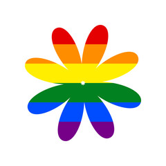 Flower sign illustration. Rainbow gay LGBT rights colored Icon at white Background. Illustration.