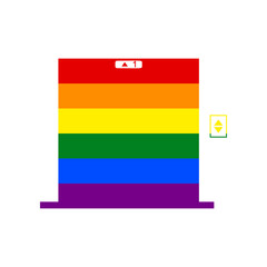 Elevators door sign. Rainbow gay LGBT rights colored Icon at white Background. Illustration.