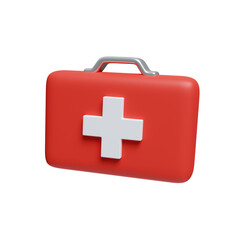 3d First aid kit. icon isolated on white background. 3d rendering illustration. Clipping path.