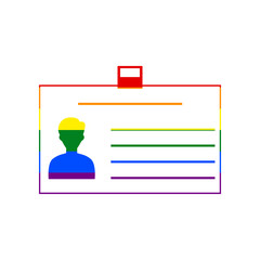 Identification card sign. Rainbow gay LGBT rights colored Icon at white Background. Illustration.