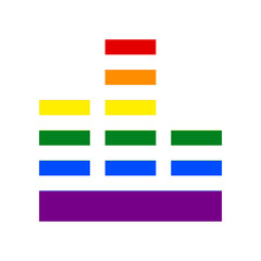 Sound wave music sign. Rainbow gay LGBT rights colored Icon at white Background. Illustration.
