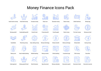 Blue Color Money Finance Icons Pack