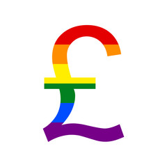 Turkish lira sign. Rainbow gay LGBT rights colored Icon at white Background. Illustration.