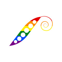 Eco food vegetables Pea sign. Rainbow gay LGBT rights colored Icon at white Background. Illustration.