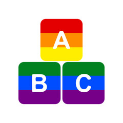 ABC cube sign illustration. Rainbow gay LGBT rights colored Icon at white Background. Illustration.