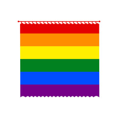 Fototapeta na wymiar Curtain sign. Rainbow gay LGBT rights colored Icon at white Background. Illustration.