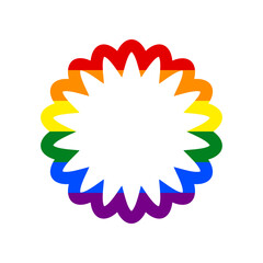 Mandala geometry sign. Rainbow gay LGBT rights colored Icon at white Background. Illustration.