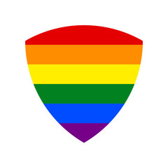 Shield sign. Rainbow gay LGBT rights colored Icon at white Background. Illustration.