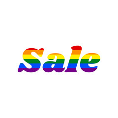Sale slogan. Rainbow gay LGBT rights colored Icon at white Background. Illustration.