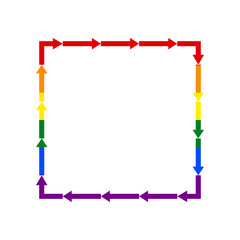 Arrow on a square shape. Rainbow gay LGBT rights colored Icon at white Background. Illustration.