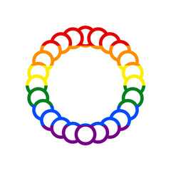 Necklace, jewelry, beads sign. Rainbow gay LGBT rights colored Icon at white Background. Illustration.