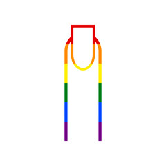 Hand with extended pointing finger sign. Rainbow gay LGBT rights colored Icon at white Background. Illustration.