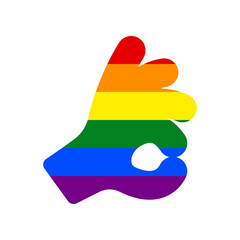 Okay. Hand icon. Rainbow gay LGBT rights colored Icon at white Background. Illustration.