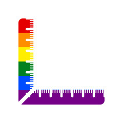 Ruler sign. Rainbow gay LGBT rights colored Icon at white Background. Illustration.