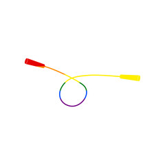 Jumping-rope sign. Rainbow gay LGBT rights colored Icon at white Background. Illustration.