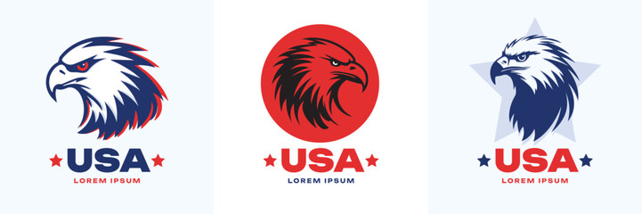 USA Eagle Logo Set. Premium Vector Design Illustration.	