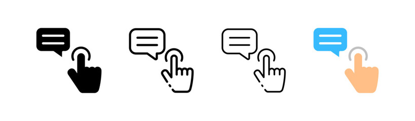 Open chat. Different style, colored, chat icon. Vector icons.