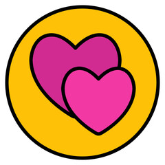 Hearts icon in filled line style, use for website mobile app presentation