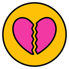 Broken heart icon in filled line style, use for website mobile app presentation