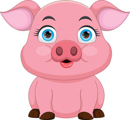 Obraz na płótnie Canvas cute pig cartoon on white background