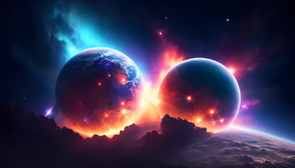 A beautiful Universe full of stars and planets with hd color 