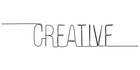 One continuous line drawing typography line art of creative word writing isolated on white background.